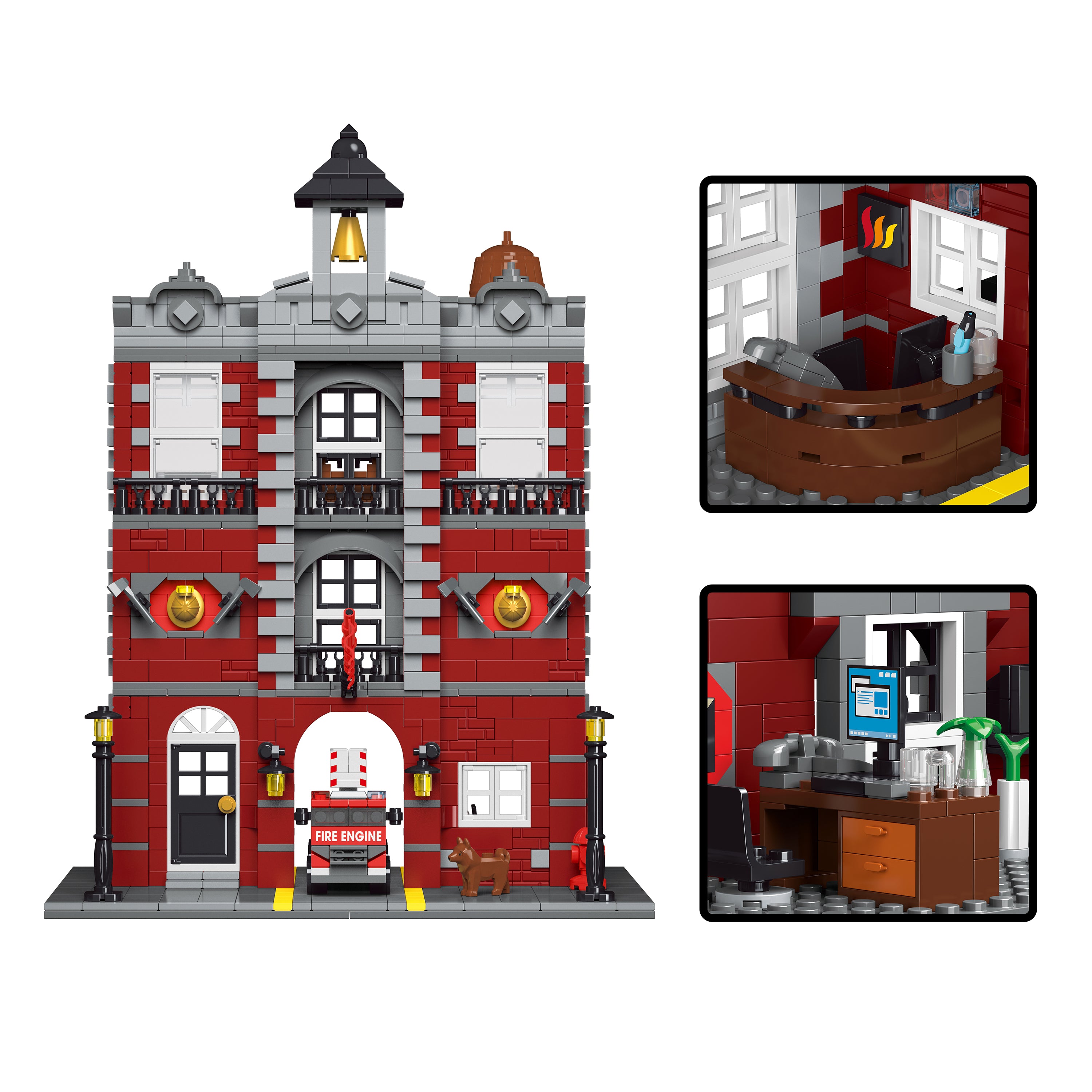Lighted 4 Story Fire Station Building Blocks Set | General Jim's Toys & Bricks | GJ-FSOB