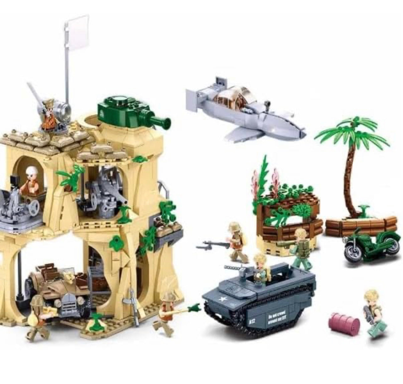 Open Box | Battle of Iwo Jima WWII Military Building Blocks Set | 1,124 Pieces | GJ-BIJ