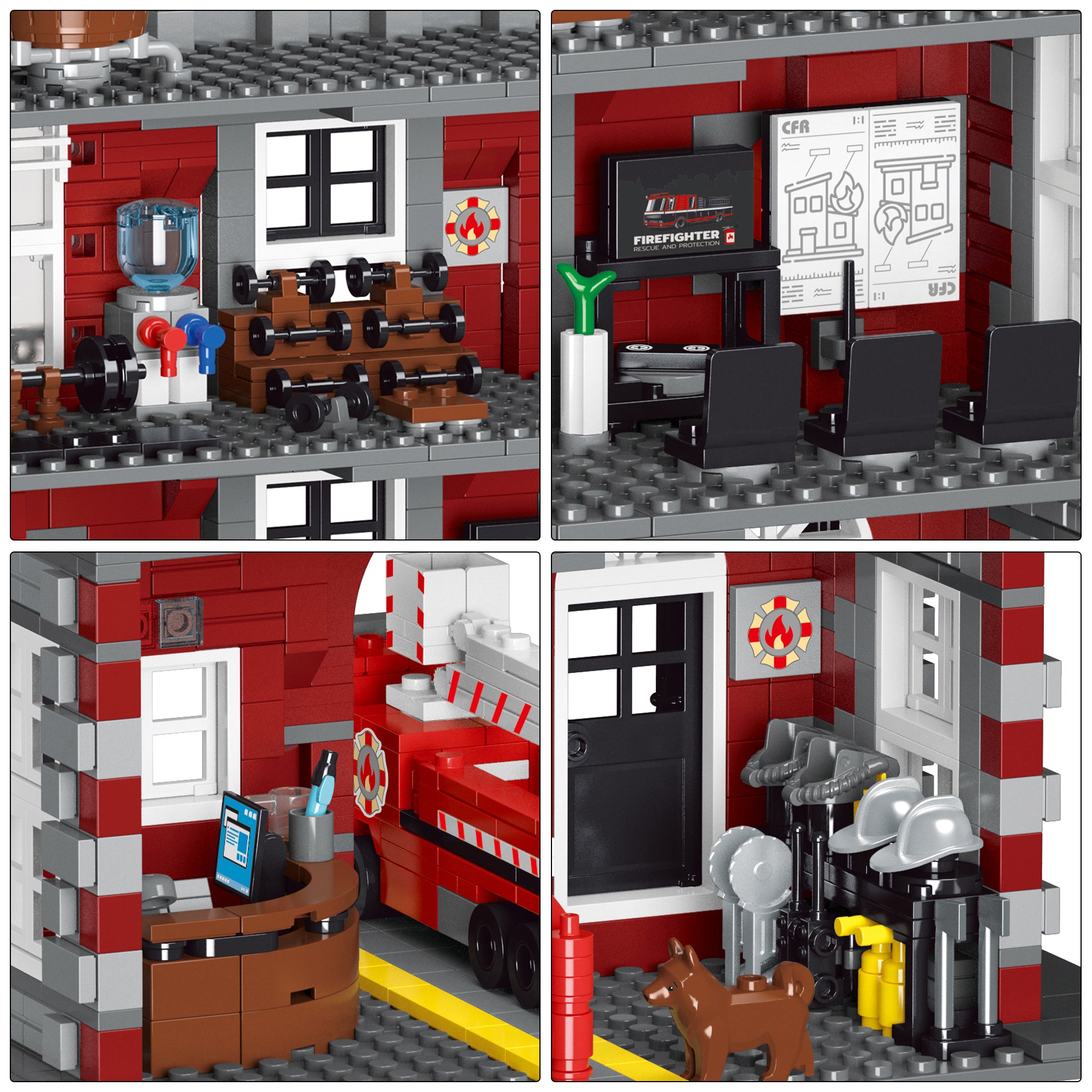 Lighted 4 Story Fire Station Building Blocks Set | General Jim's Toys & Bricks | GJ-FSOB
