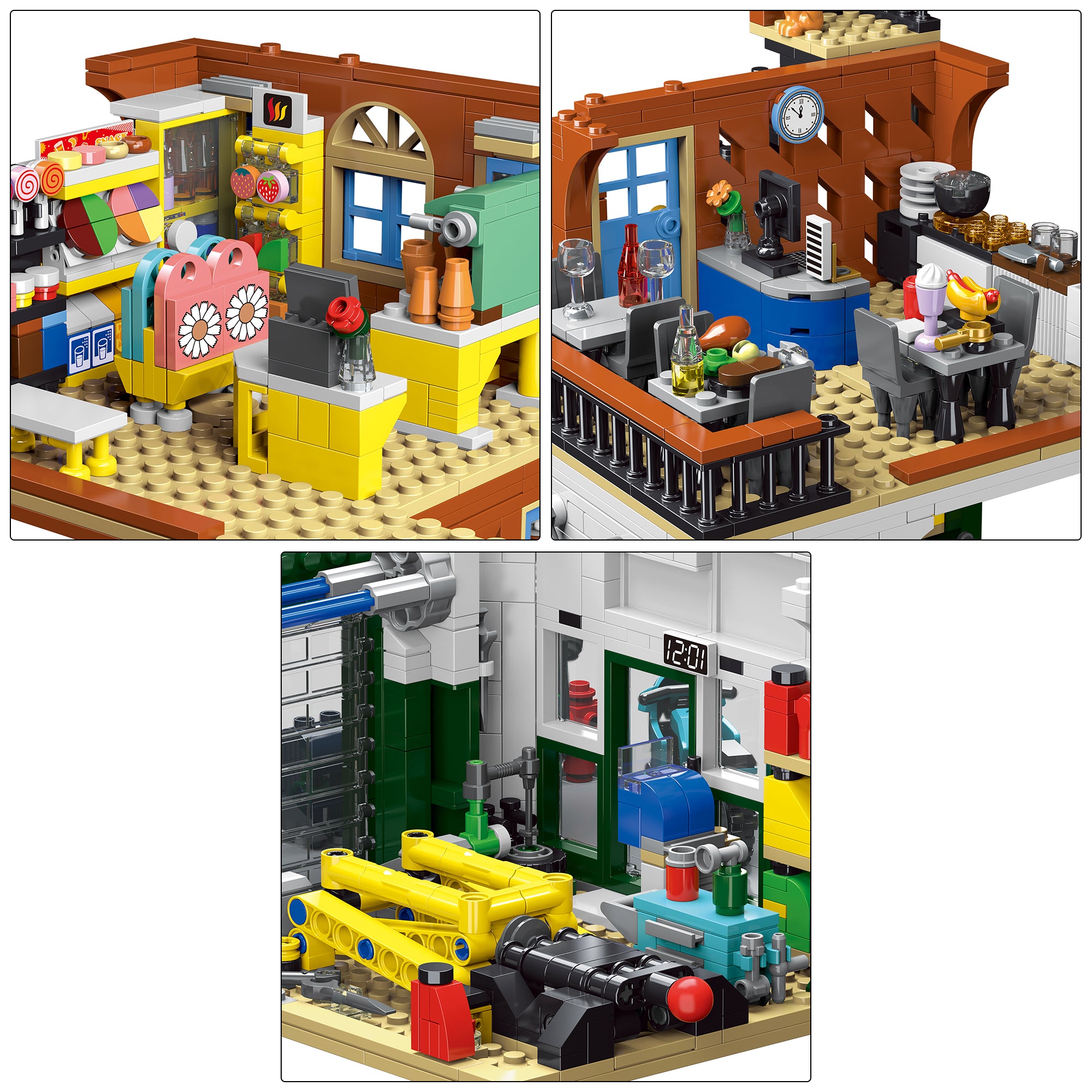 Car Repair Shop & Diner Dual Build Building Block Set | General Jim's Toys & Bricks | GJ-CRS