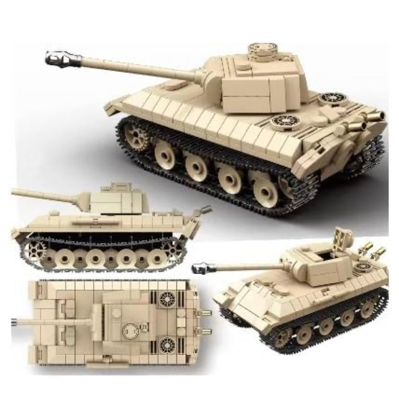 German Panther Ausf. tank brick model with rotating turret and brick-built tracks – 529-piece WW2 military building set for collectors and hobbyists