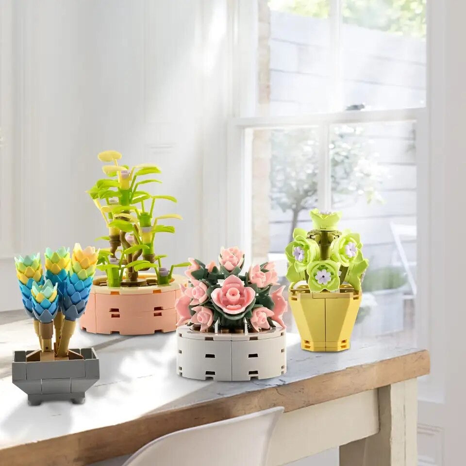 Succulent Plant Assortment Building Blocks Set – Set of 4| General Jim's Toys & Bricks | GJ-SPA