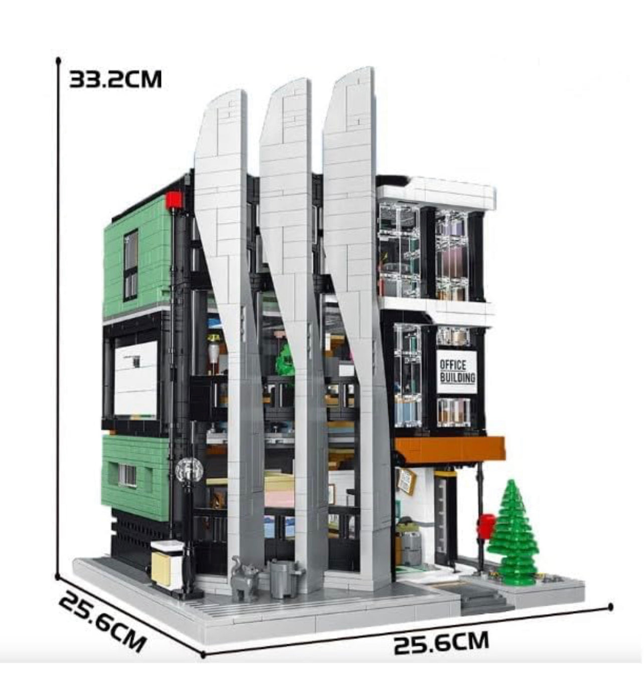 Downtown Office Building Modular Building Blocks Set with Integrated Light Panels | General Jim’s Toys & Bricks | GJ-TOB