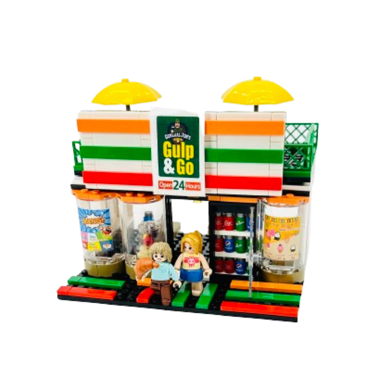 Modular Convenience Store & Gas Station Building Blocks Set - 320 Piece Creator Street Bricks | General Jim's Toys