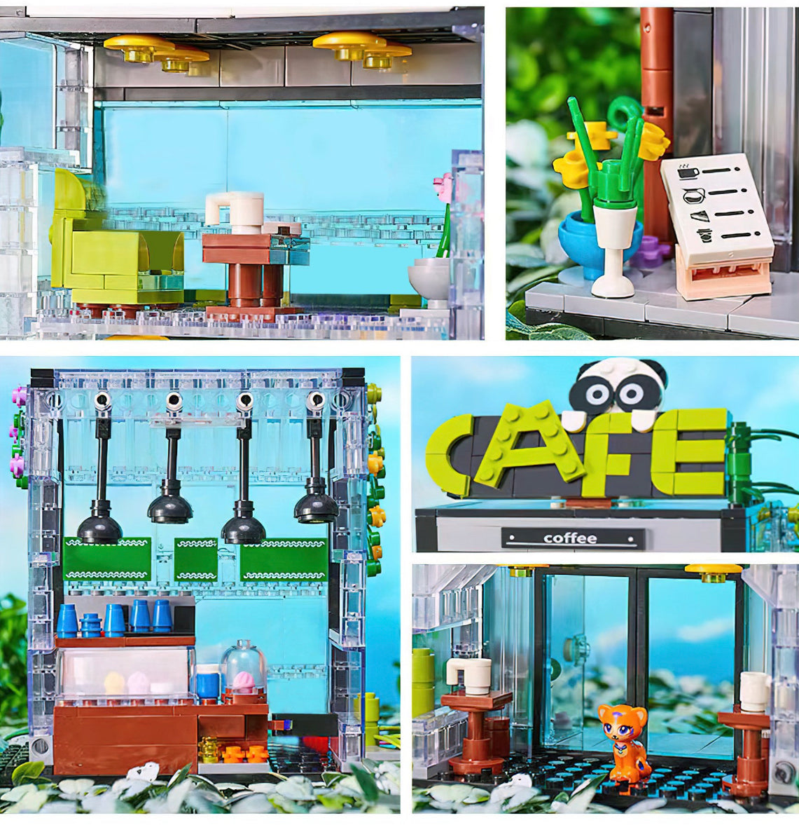 Lighted Panda Cafe Coffee House Building Blocks Set | General Jim's Toys & Bricks | GJ-LPC