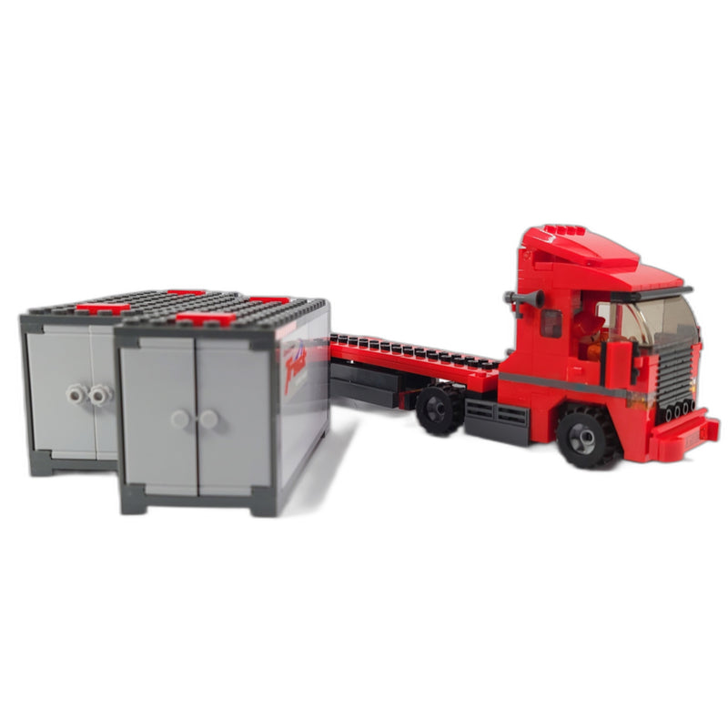 Mighty Red Hauler Double Container Truck Building Blocks Set | General Jim's Toys