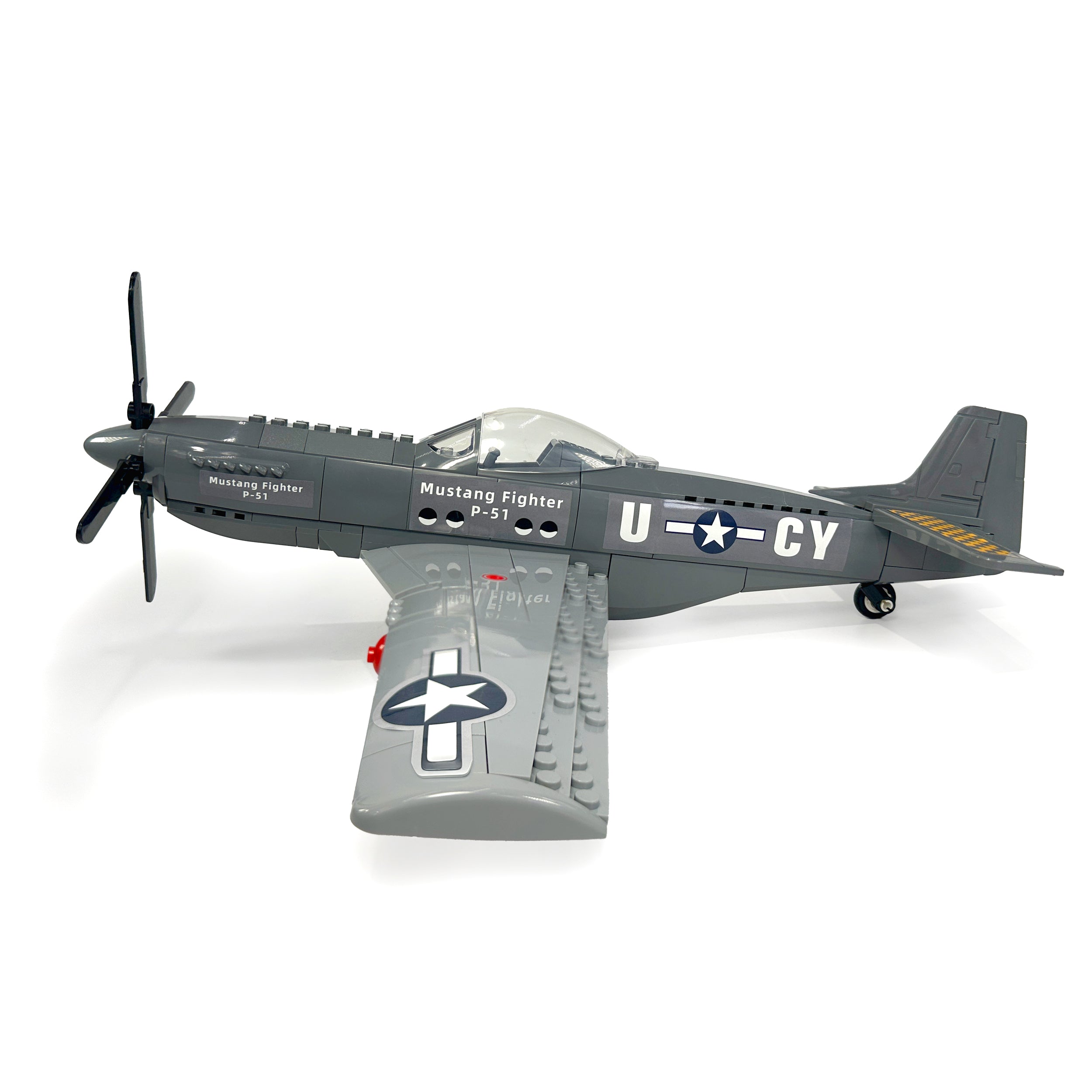 Left side view of historic P-51 Mustang aircraft model