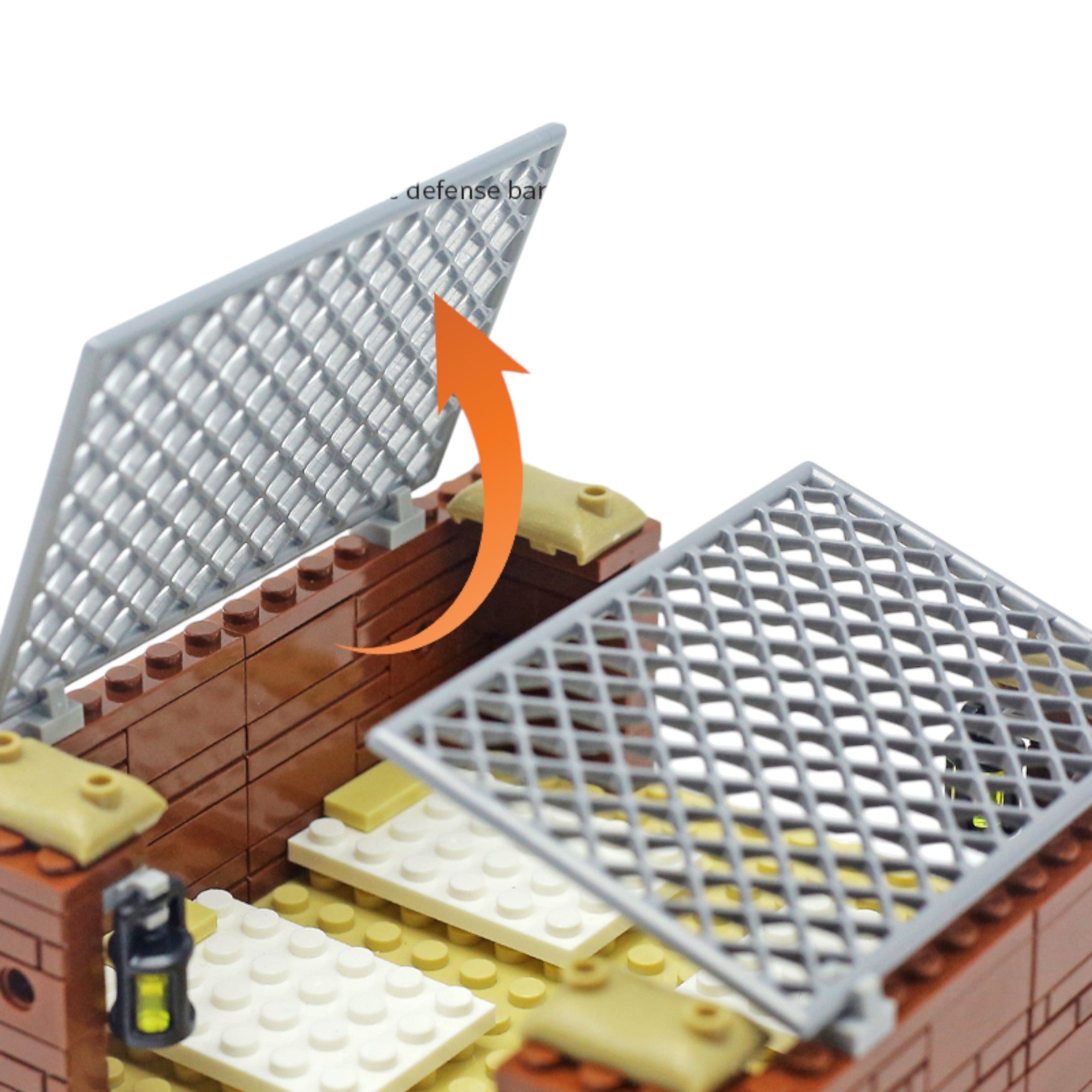 Detail of opening grate above prison or bunker bedroom area – General Jim’s military brick set with interactive design