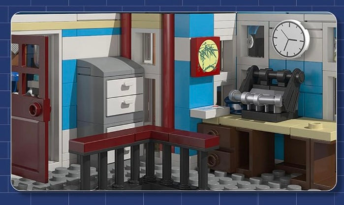 Open Box | Police Station with Donut Shop Modular City Building Blocks Set