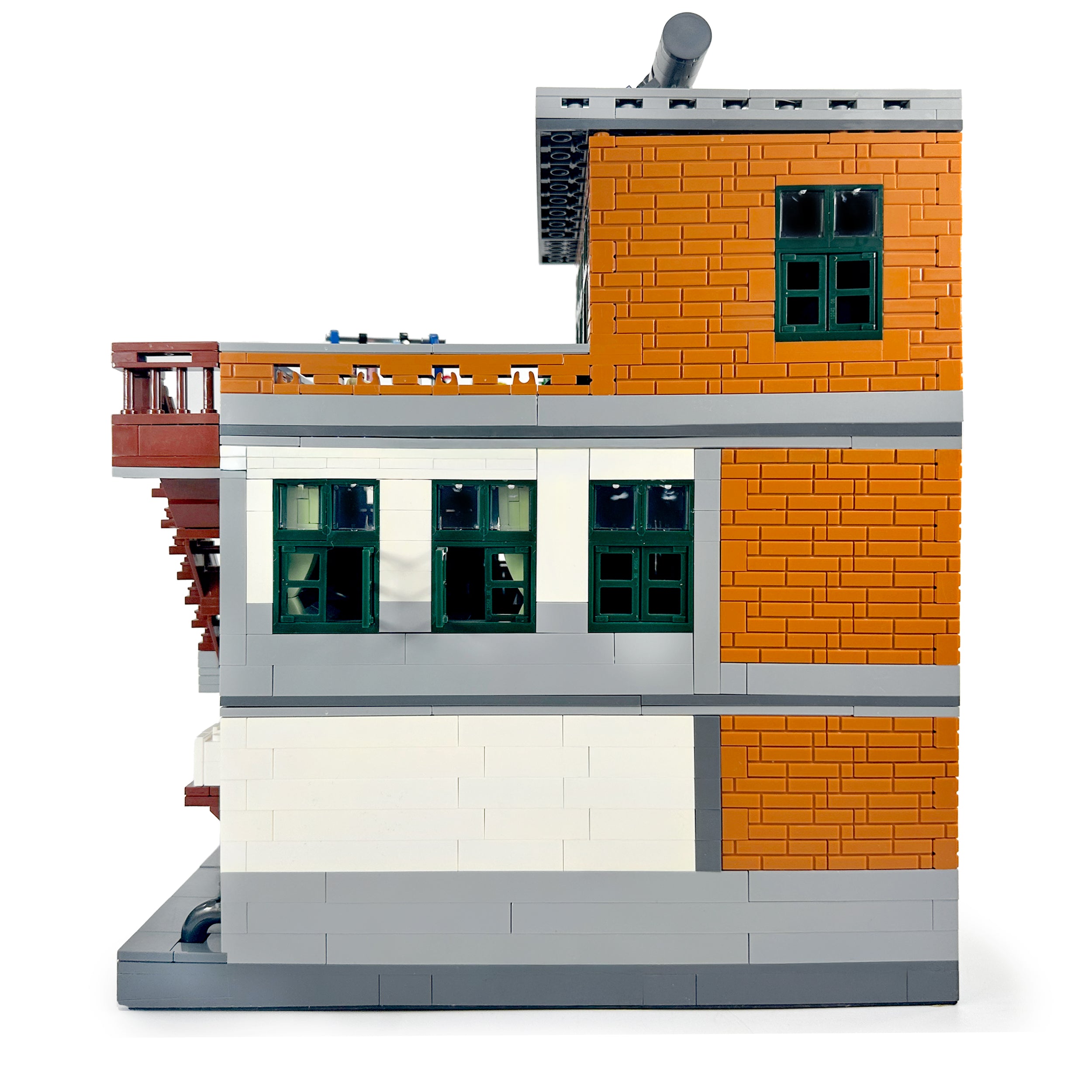 Back view of Urban Village City Series set showing apartment interiors