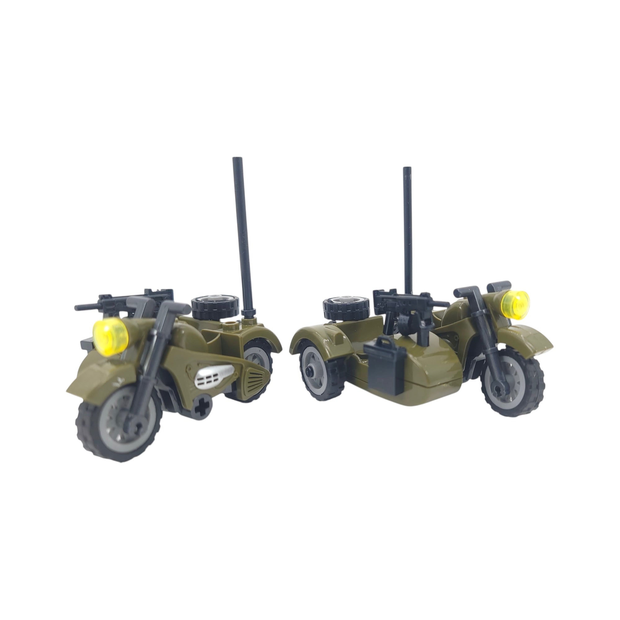 WWII German Military Motorcycle with Removable Sidecar (Green) Building Blocks Set | General Jim's Toys & Bricks | GJ-GWSD-G