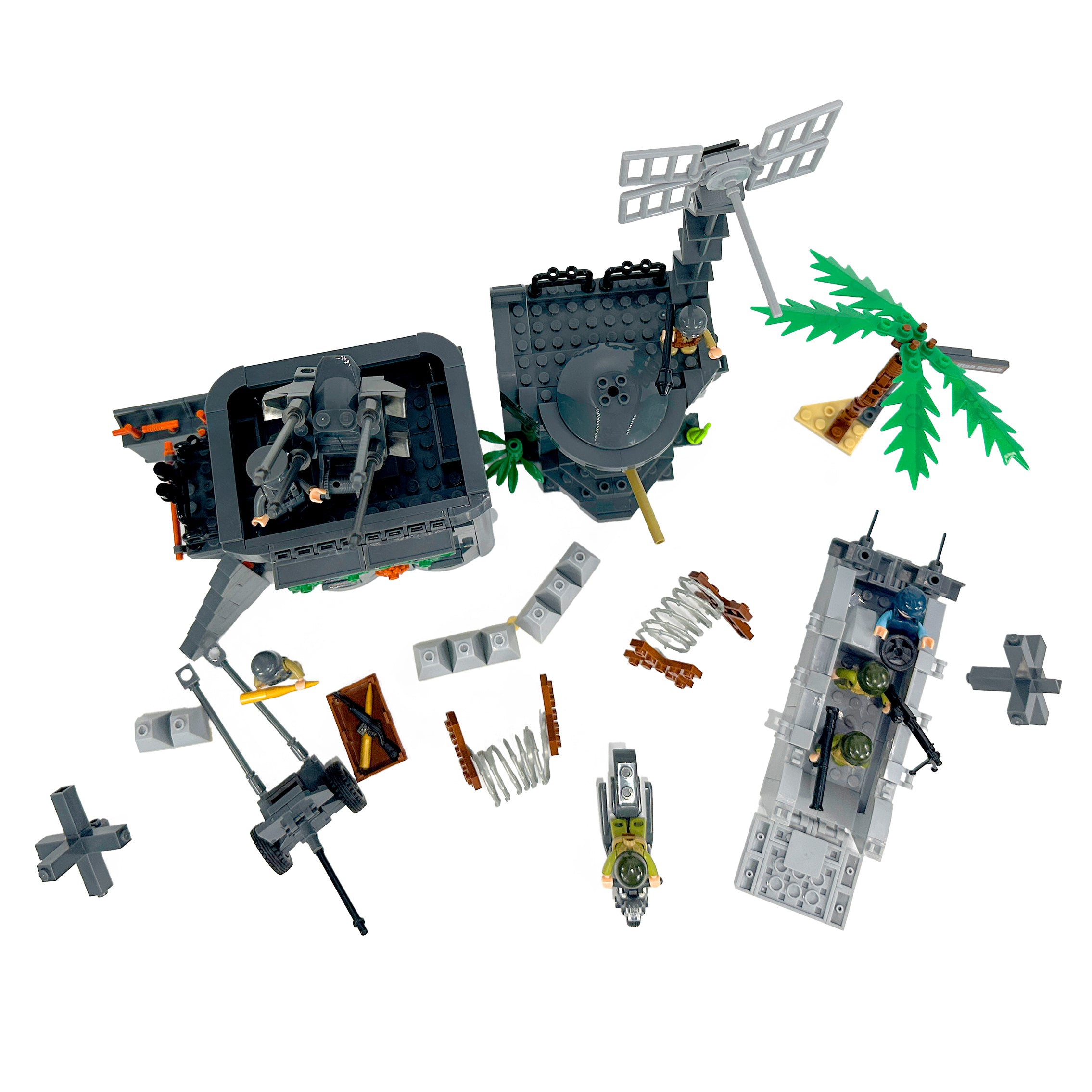 Detailed military building blocks set depicting the Atlantic Wall from World War II