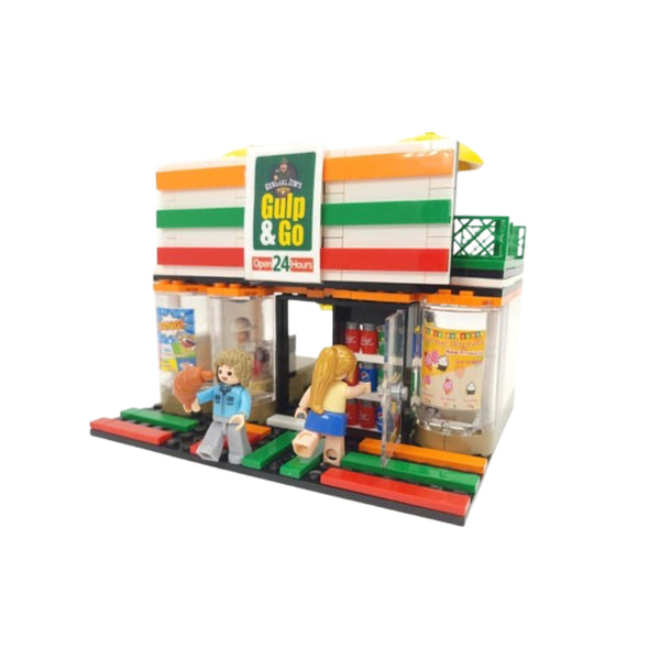 Modular Convenience Store & Gas Station Building Blocks Set - 320 Piece Creator Street Bricks | General Jim's Toys