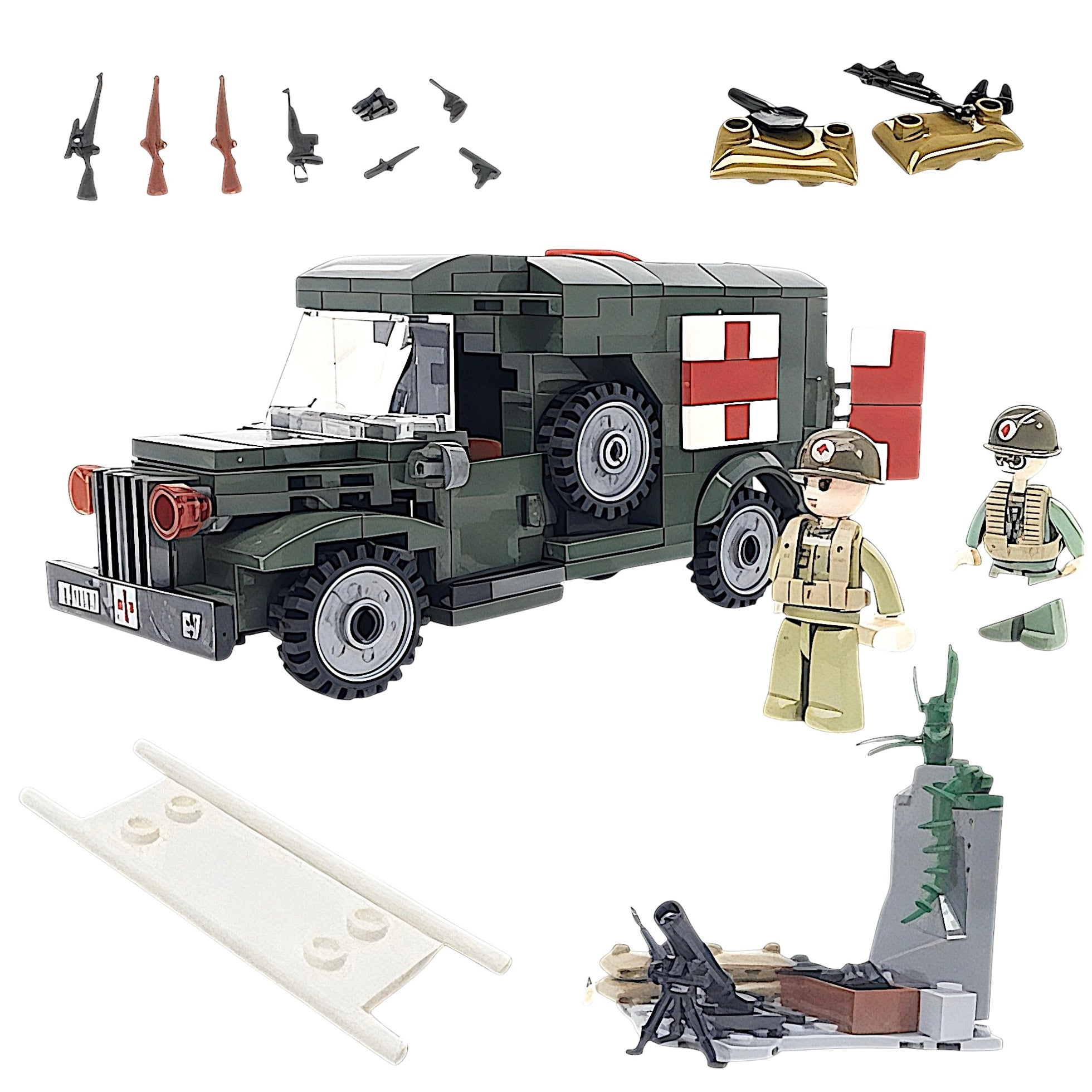 WWII U.S. Army Ambulance Building Blocks Set | General Jim's Toys & Bricks | GJ-USAM