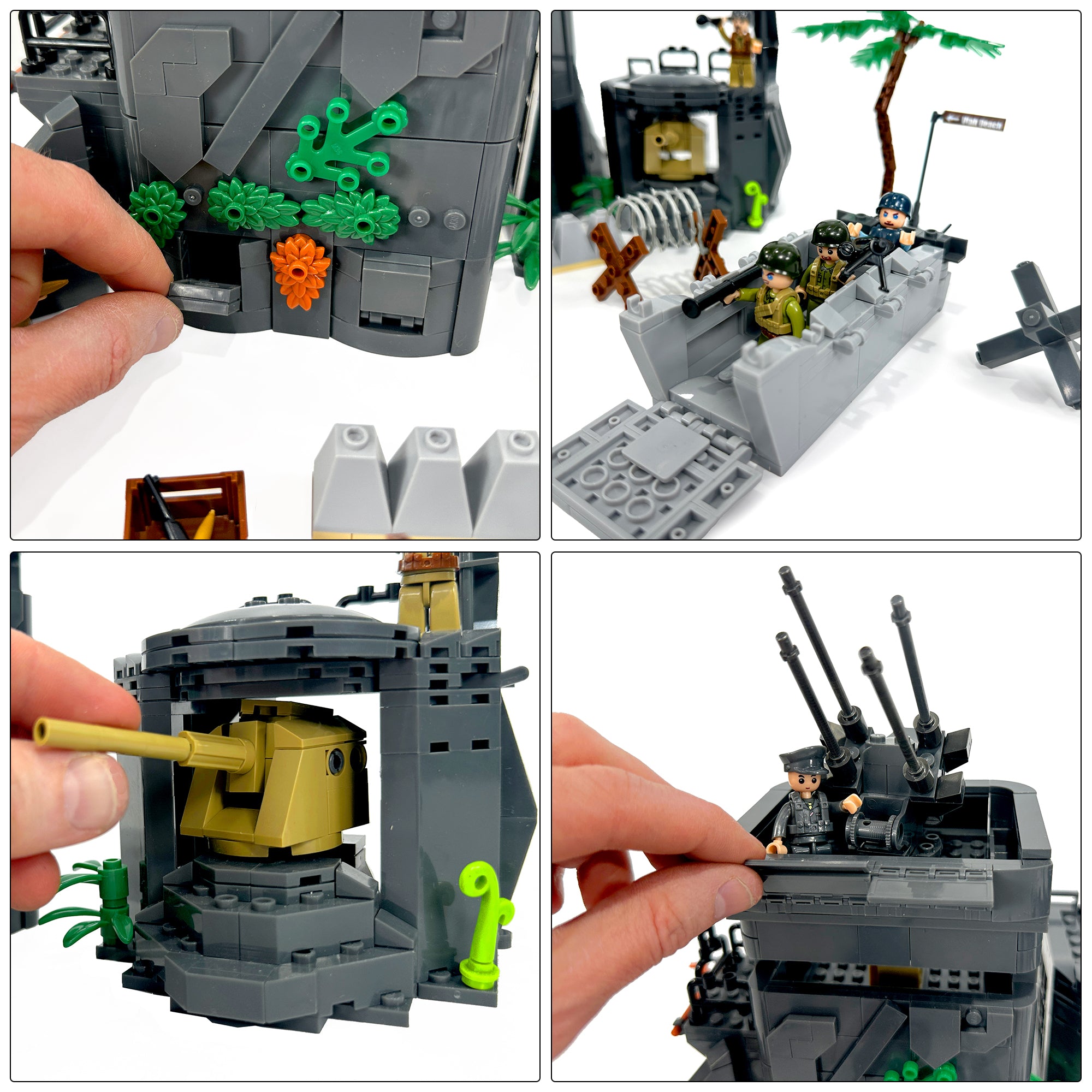 Radar tower, ammo storage, and beach obstacles from WWII Atlantic Wall set