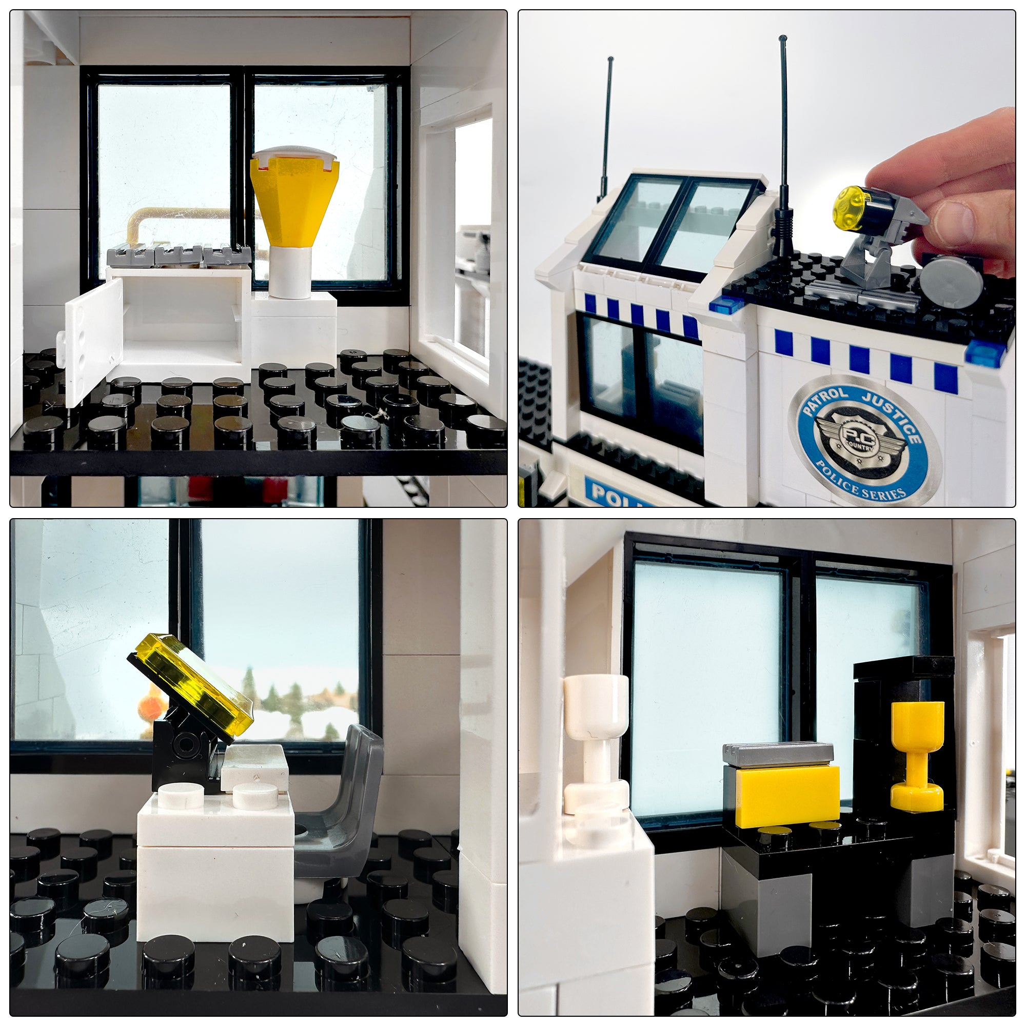 Interior view showing city police office setups and rooftop siren equipment