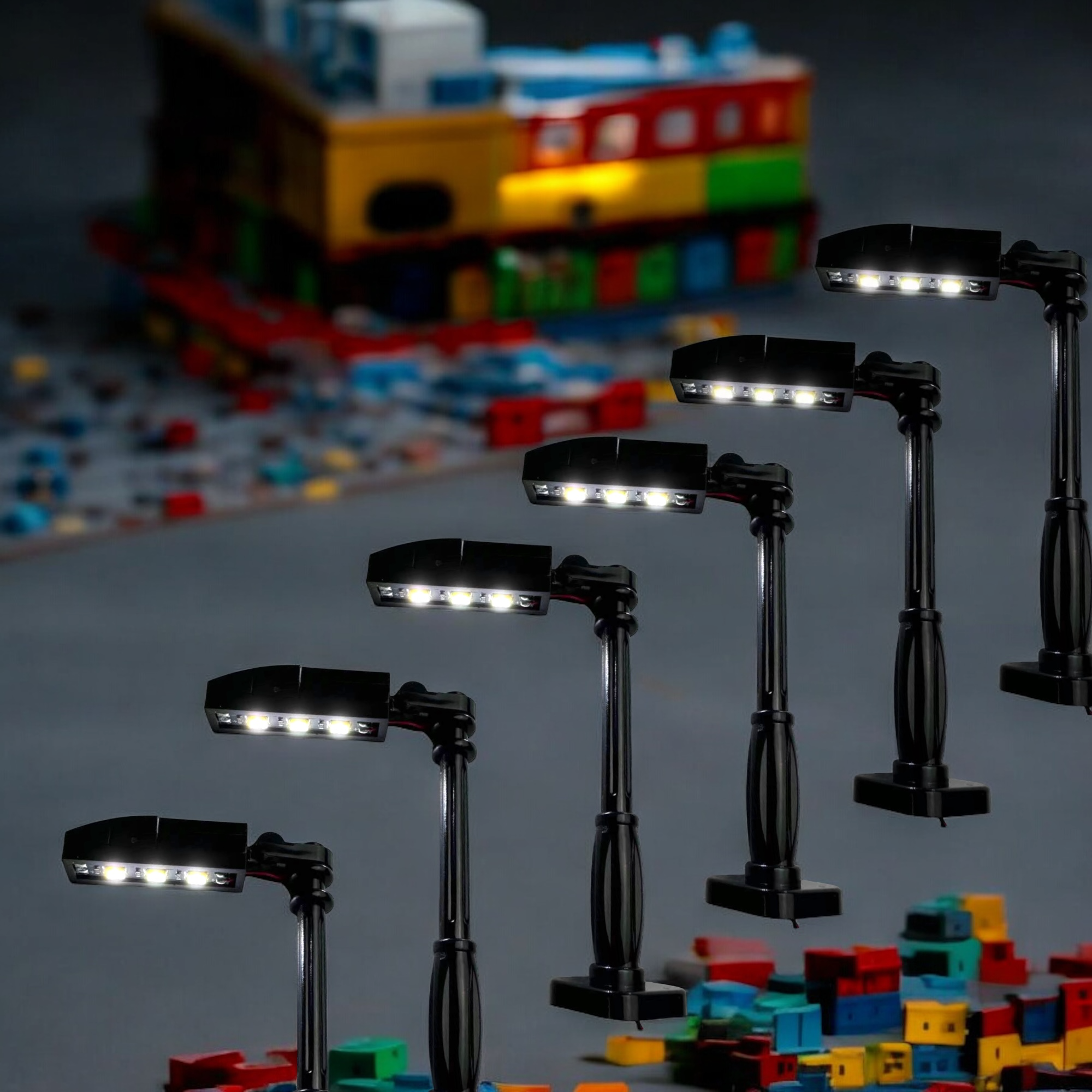 Set of 6 Black USB Street Lamps | General Jim’s Toys & Bricks | GJA-6RLSL