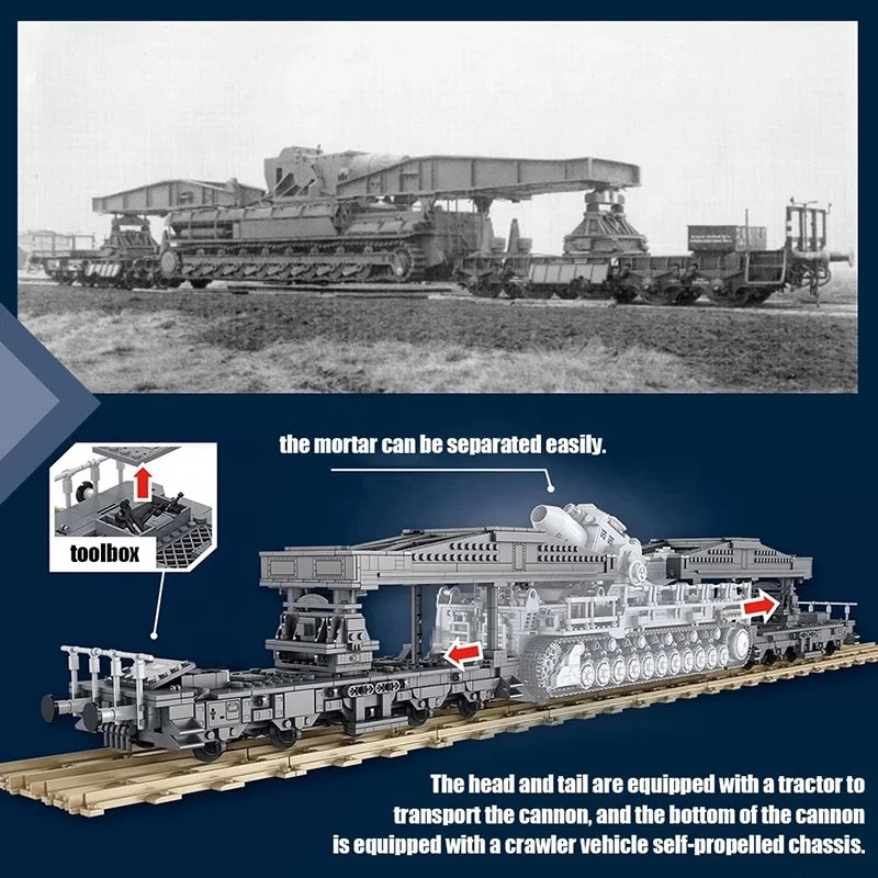 WWII German Karl Mörser Railway Mortar Building Block Set | General Jim’s Toys & Bricks | GJ-KARL