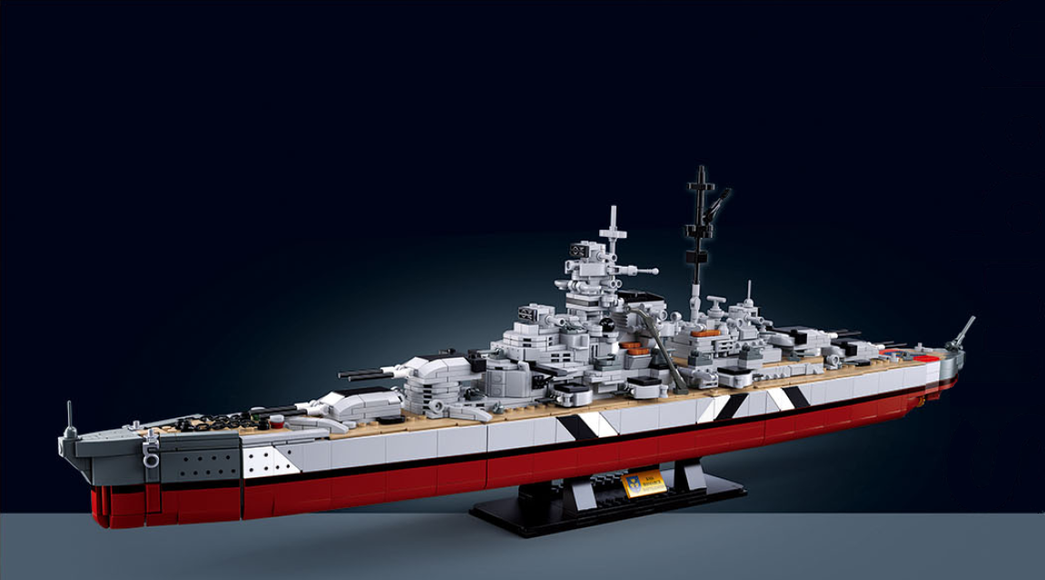 2-in-1 German Bismarck & Tirpitz Battleship Building Block Set | 1,849-Piece Historical Building Block Set | GJ-BIS