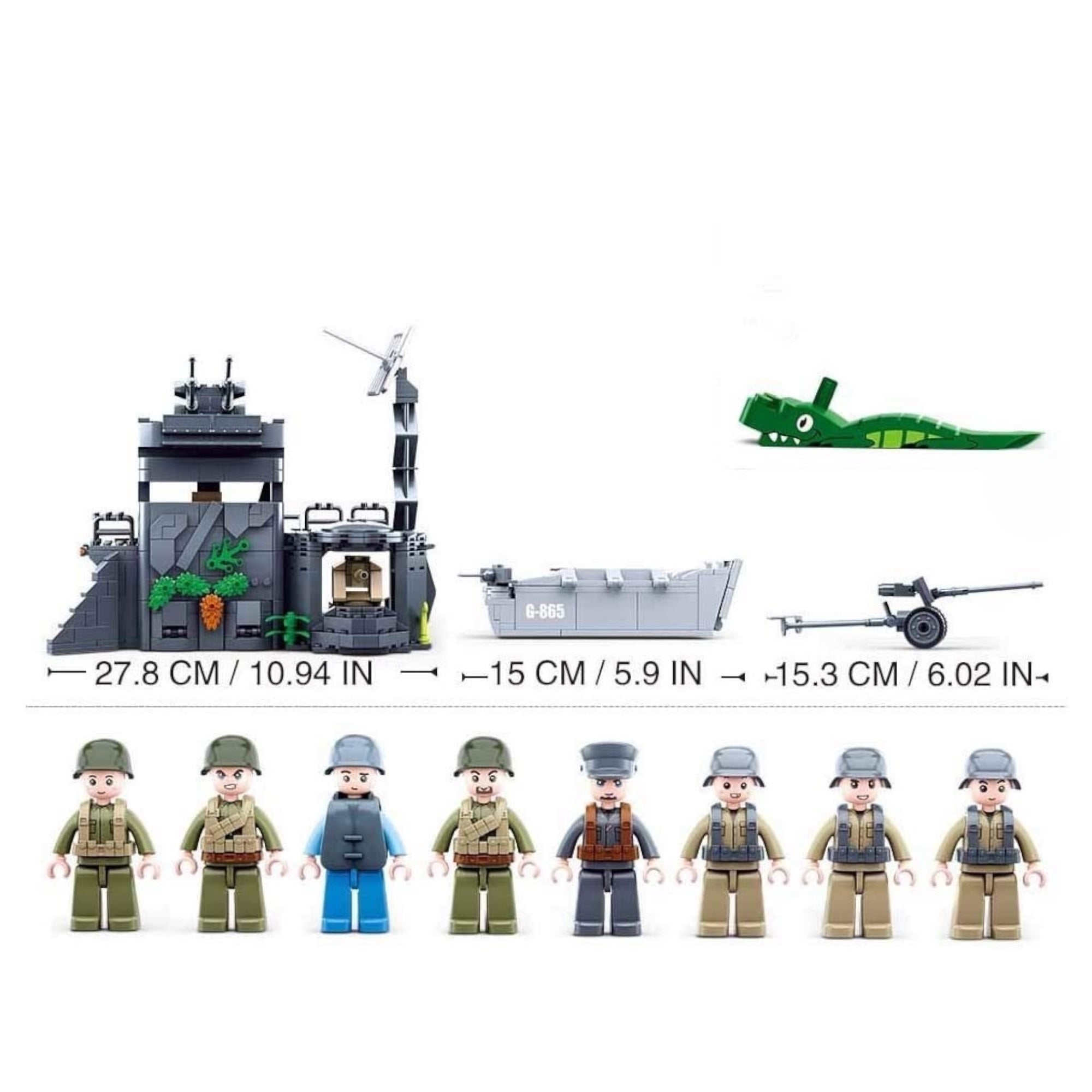 Full Atlantic Wall coastal defense scene built from military building blocks