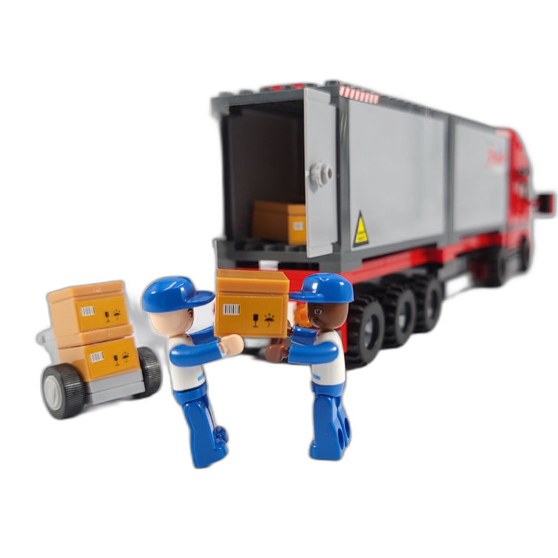 Mighty Red Hauler Double Container Truck Building Blocks Set | General Jim's Toys