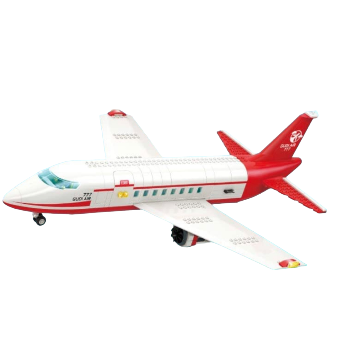 Open Box | White & Red Passenger Jet with Airport Accessories