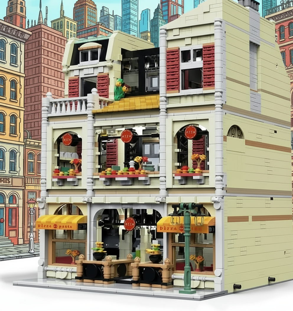 Old Town Pizzeria Modular Building Blocks Toy Set | General Jim's Toys & Bricks | GJ-PZS