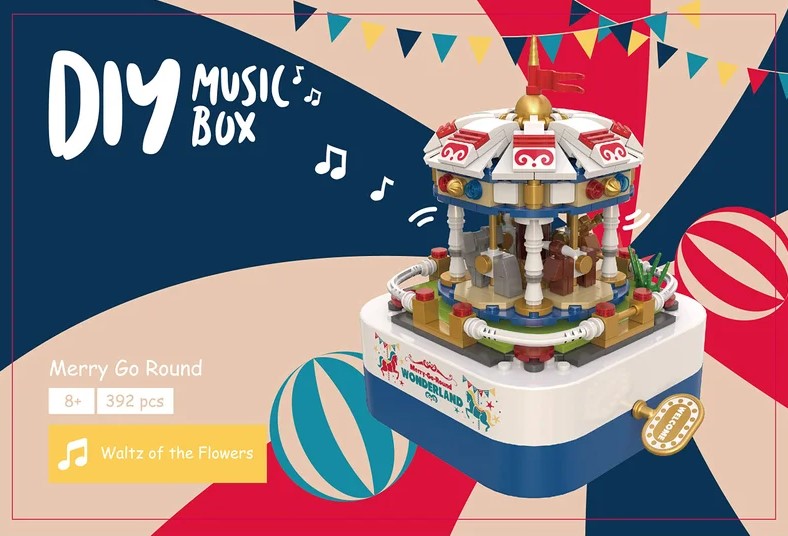 Musical Merry-Go-Round Building Block Set | General Jim's Toys & Bricks | GJ-MBMW