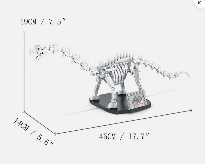 Brontosaurus and Brontosaurus Fossil 2 in 1 Dinosaur Building Blocks Toy Brick Set | General Jim's Toys
