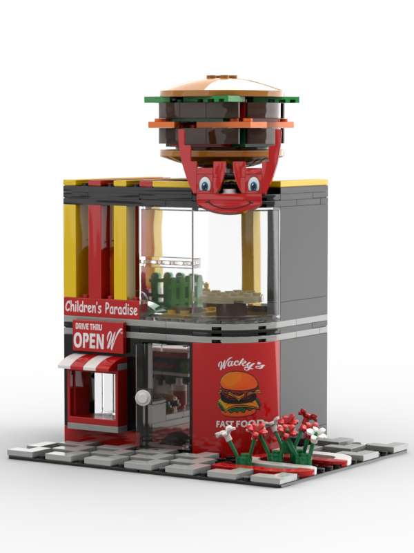 Wacky's Fast Food™ Burger Joint Restaurant Building Blocks Toy Bricks Set | General Jim's Toys