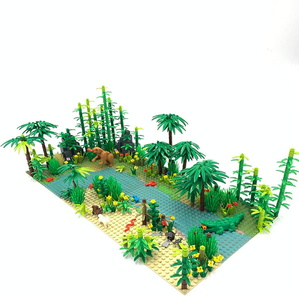Open Box Rainforest Garden Building Bricks Jungle Theme & 2 Baseplates