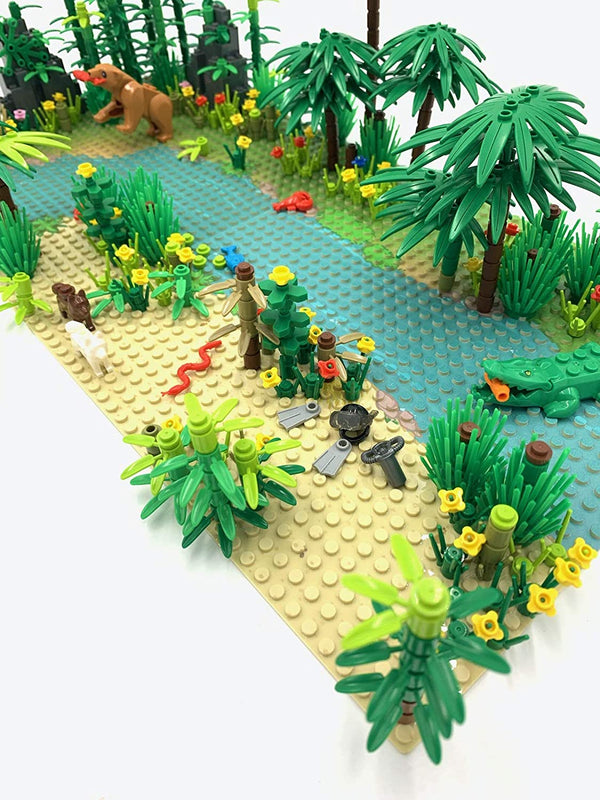 Open Box Rainforest Garden Building Bricks Jungle Theme & 2 Baseplates