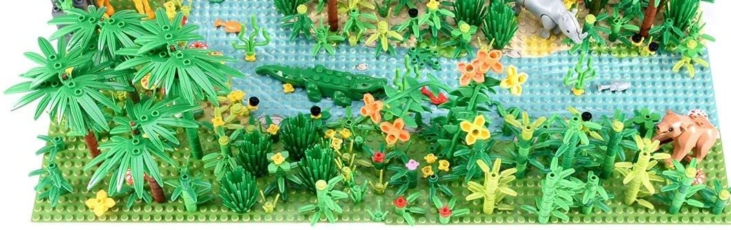 Open Box | Tropical Rainforest Trees, Plants, and Rocks Botanical Building Blocks Set