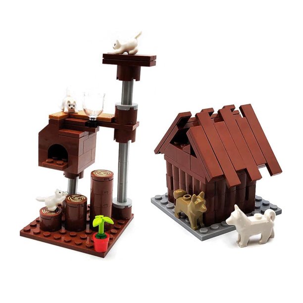 Double Decker Two Level Pets Cat & Dog House Building Block Set | General Jim's Toys