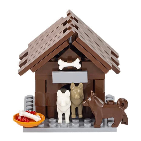 Cat and Dogs Double Playset w/A Climbing Tower and  Dog House Building Blocks Brick Playset
