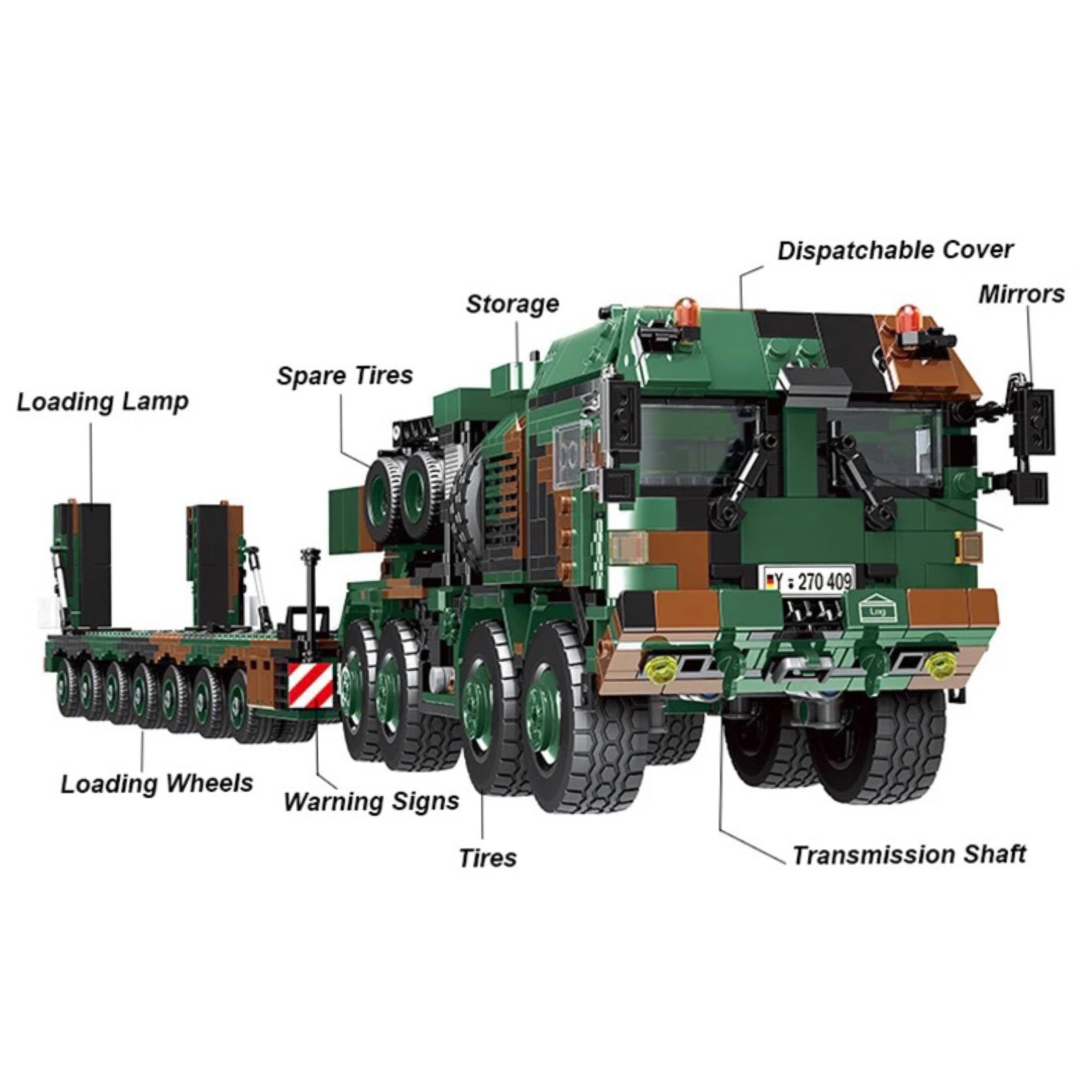 SLT Mammut Heavy Duty Tank Transporter Building Blocks Set | General Jim's Toys & Bricks | GJ-SLT