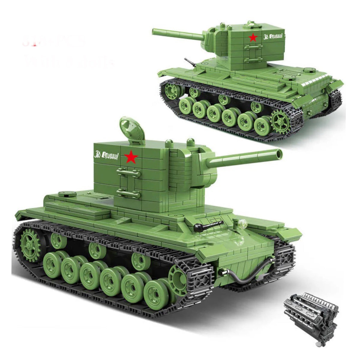 Open Box KV2 Heavy Panzer World War 2 Soviet Tank Building Blocks Toy Set