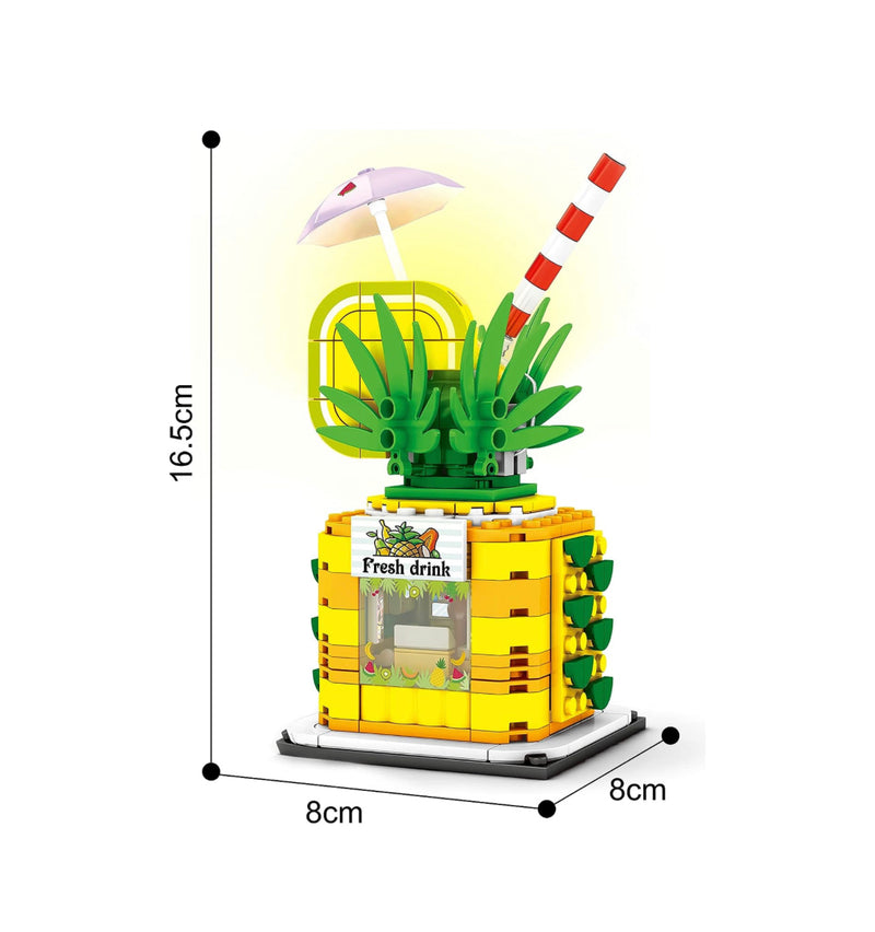 Pineapple Juice Modular Building Blocks Stand  - Fresh and Sweet Modular Building Blocks Toy Bricks Set