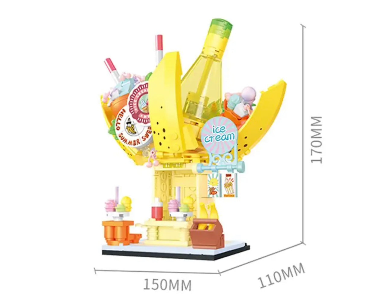 Banana Cabin Ice Cream Shop Building Blocks Set | General Jim's Toys & Bricks | GJ-BC
