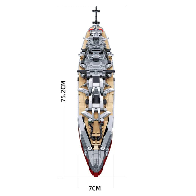 2-in-1 German Bismarck & Tirpitz Battleship Building Block Set | 1,849-Piece Historical Building Block Set | GJ-BIS
