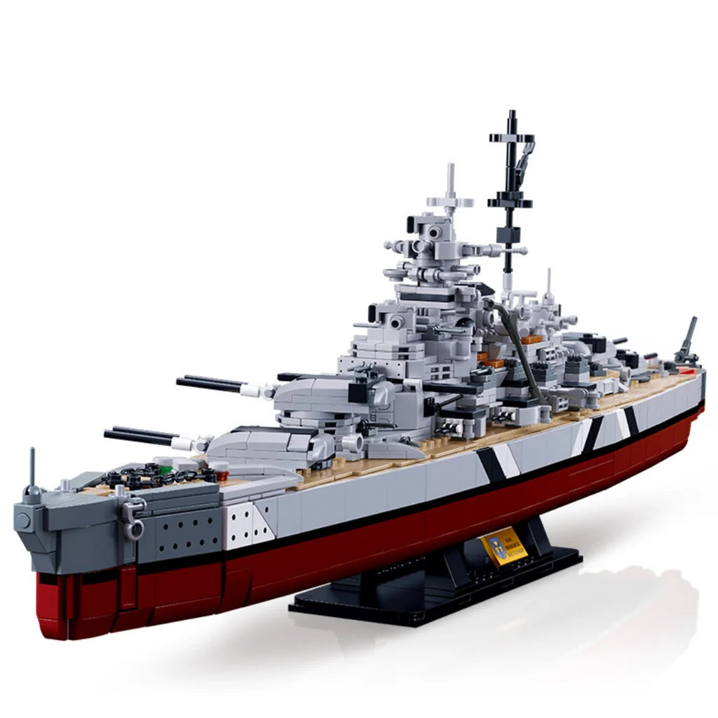 2-in-1 German Bismarck & Tirpitz Battleship Building Block Set | 1,849-Piece Historical Building Block Set | GJ-BIS