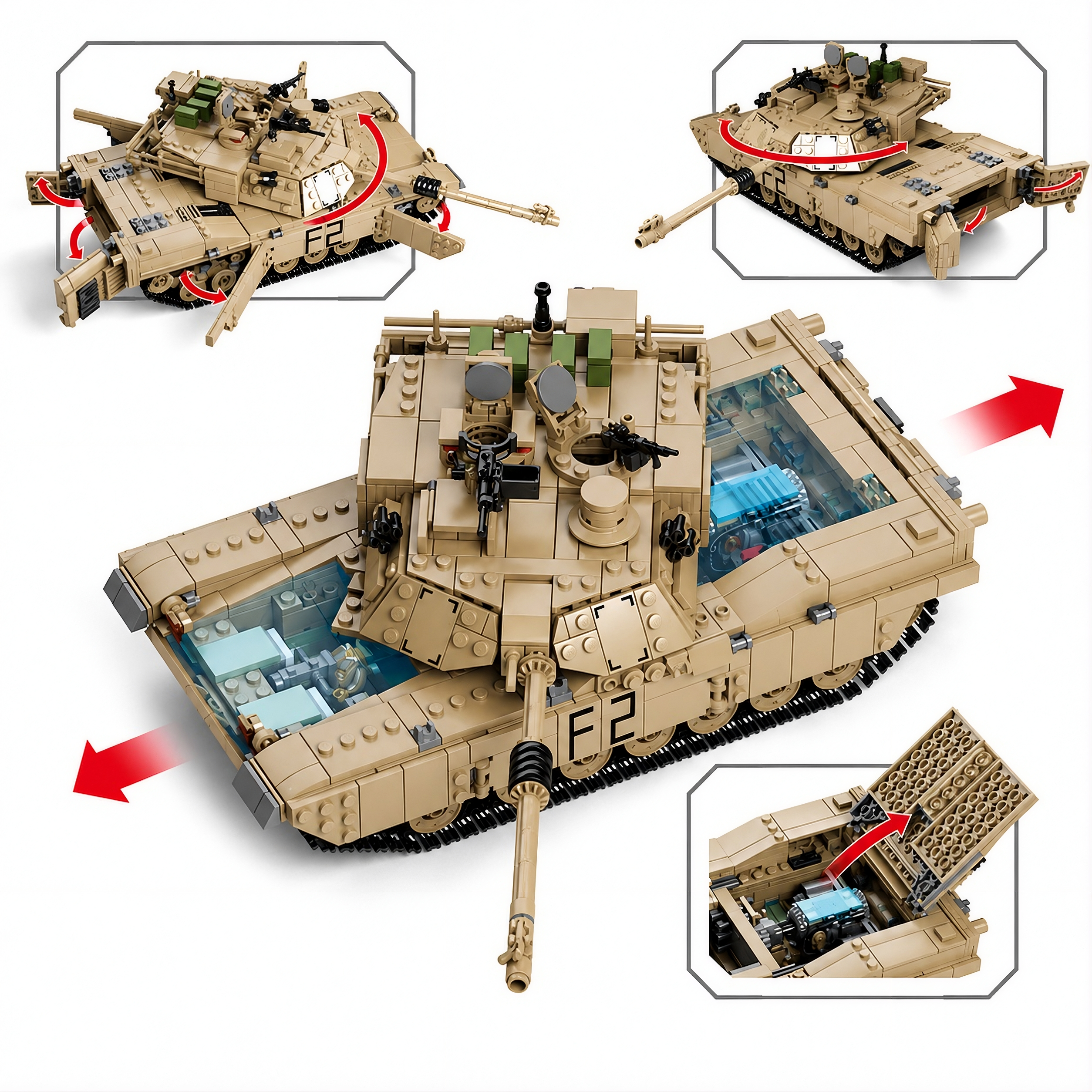General Jim's tracked Military Humvee building set with fortified outpost and heavy machine gun emplacement.