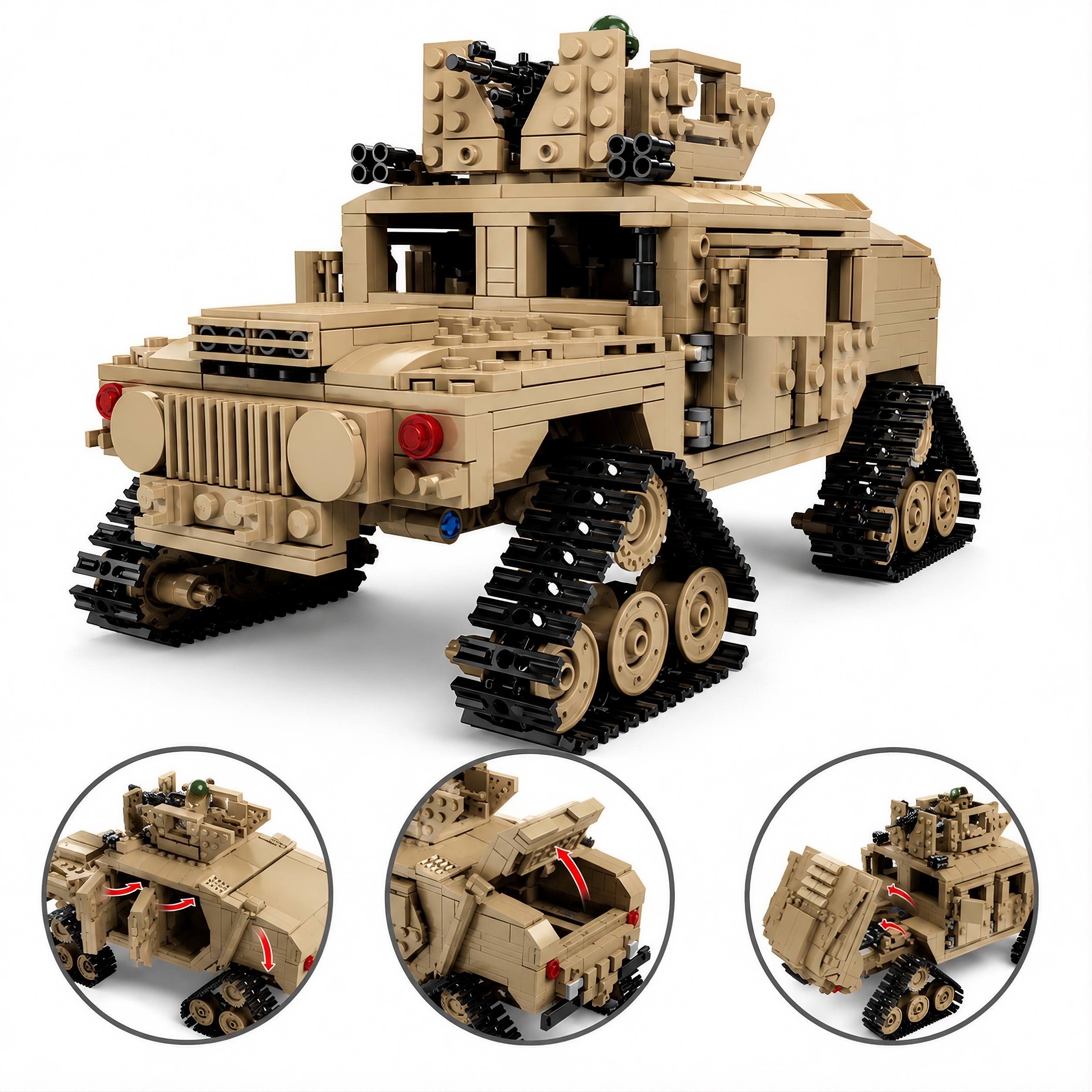 General Jim's armored vehicle build featuring functional opening doors, rear hatch, and engine bay.