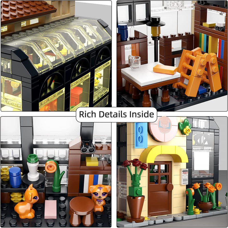Cat Café Modular Building Bookshop Toy Building Blocks Bricks Set General Jim's Inside Details