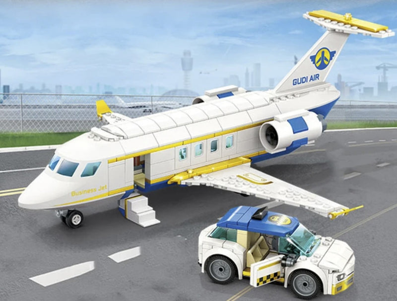 White Business Airplane Building Blocks Toy Set