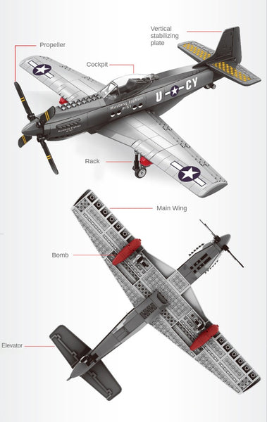 メール便無料 Mega Bloks (メガブロック) P-51 MUSTANG Vintage WWII