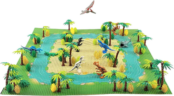 Dinosaur Period Building Blocks Toy Bricks Set Plus 9 Piece Island Base Plate Set | General Jim's Toys