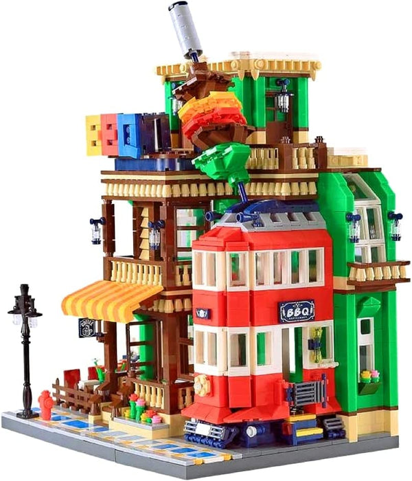 BBQ Restaurant Architecture Street View Creator Modular City Building Blocks Set | General Jim's Toys