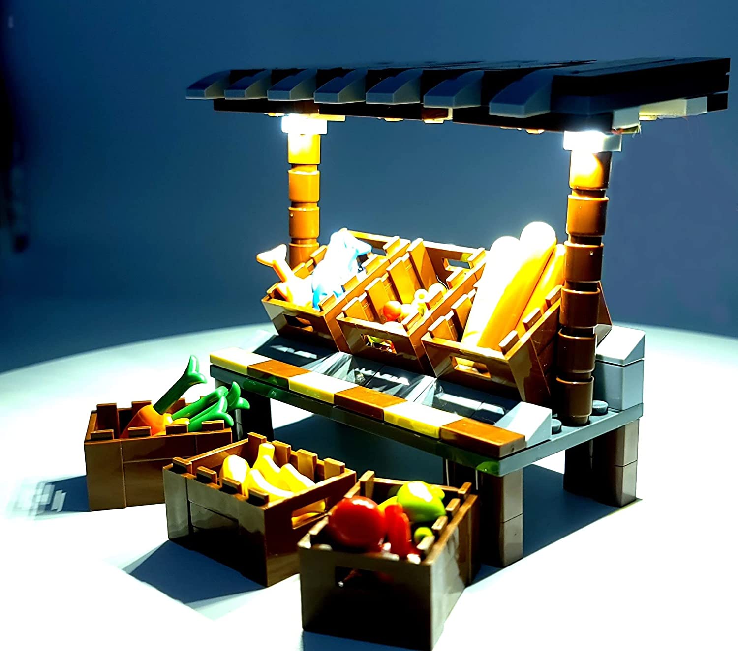 Lighted Market Style Fruit Stand Building Blocks | General Jim's Toys & Bricks | GJ-FSWL