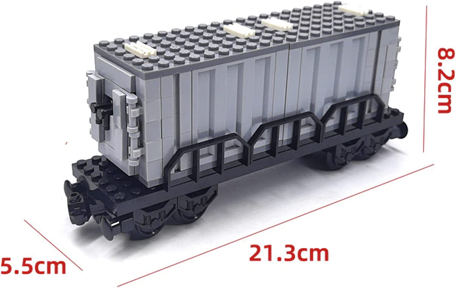 Railway Flatbed Freight Car with Removeable Freight Container Building Bricks Set | General Jim's Toys | GJ-TFC